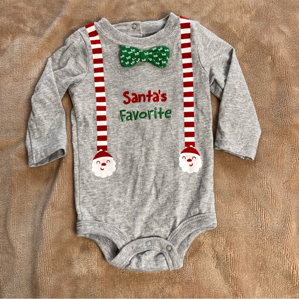 KOALAKIDS Light Grey Festive Christmas Baby Long Sleeve Bodysuit - Size 0M to 3M